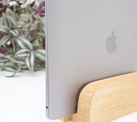 diy vertical laptop stand with wood scraps