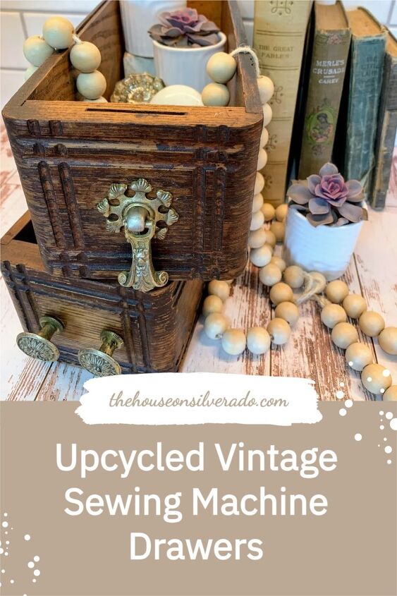 upcycled vintage sewing machine drawers