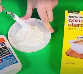 how to refresh a table with the easiest texture paste recipe, Combining white glue and cornstarch
