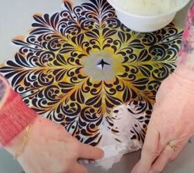 how to refresh a table with the easiest texture paste recipe, Covering the stencil with modeling paste