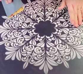 how to refresh a table with the easiest texture paste recipe, Sanding over the dried mandala design