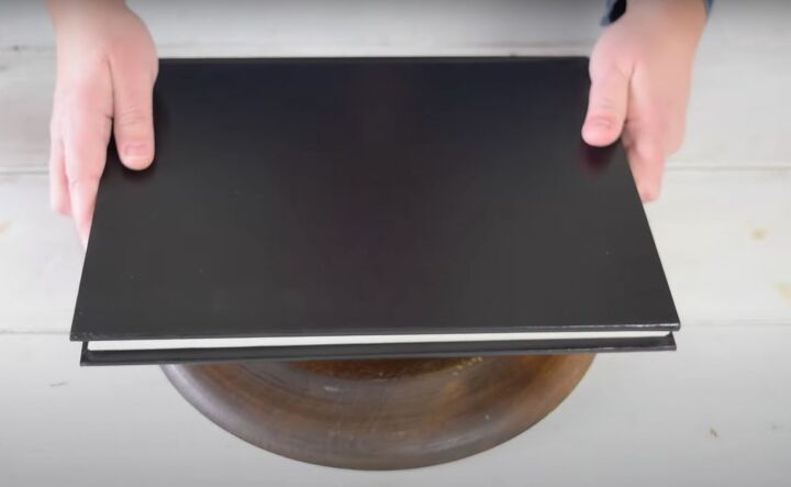 diy decorative plate how to make a high end stone tray, Placing a heavy book on the legs of the DIY decorative tray