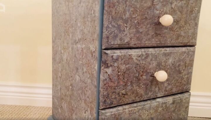 how to cover dresser with fabric