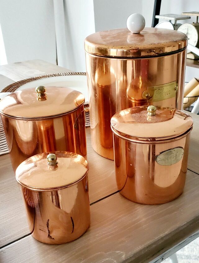 simple table centerpiece using vintage canisters