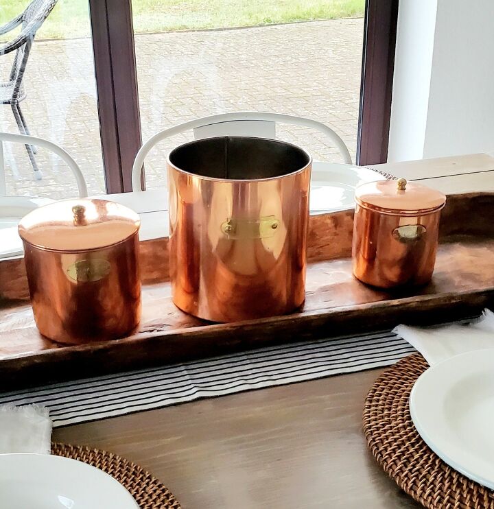 simple table centerpiece using vintage canisters