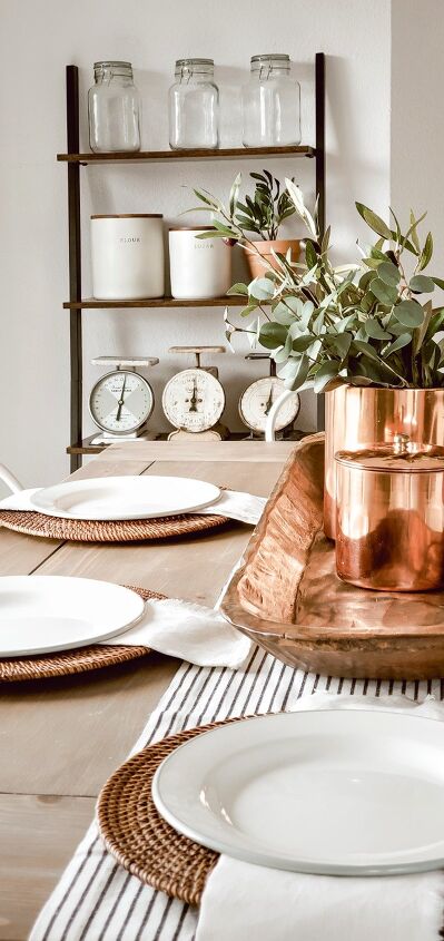 simple table centerpiece using vintage canisters