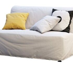 the 7 best sofa covers to transform your couch, white sofa cover on loveseat Photo via Shutterstock