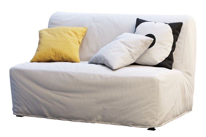 the 7 best sofa covers to transform your couch, white sofa cover on loveseat Photo via Shutterstock