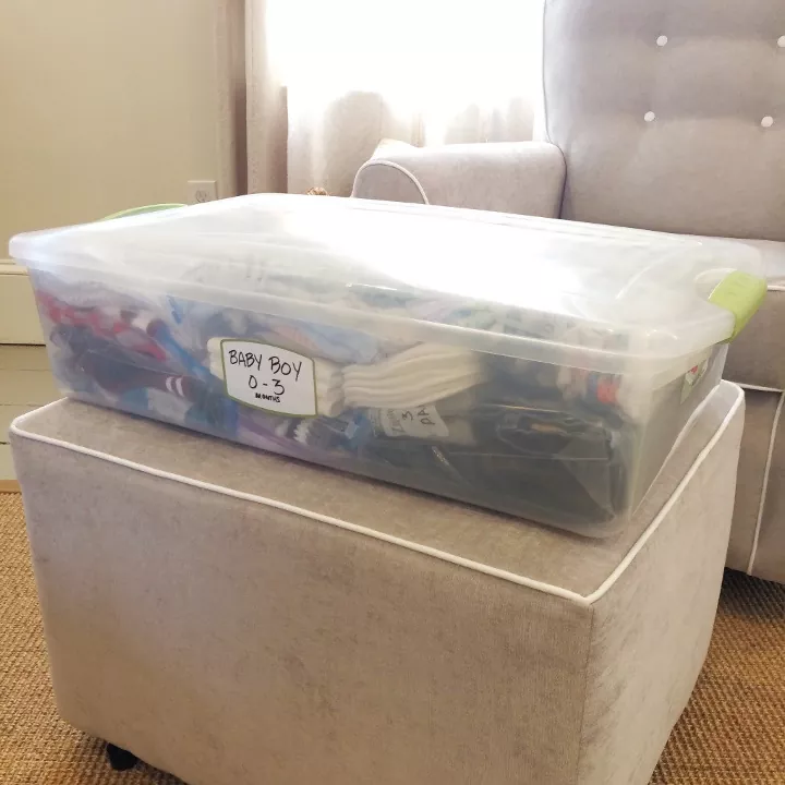 how to store clothes without a closet 11 genius ideas, plastic bin filled with clothes