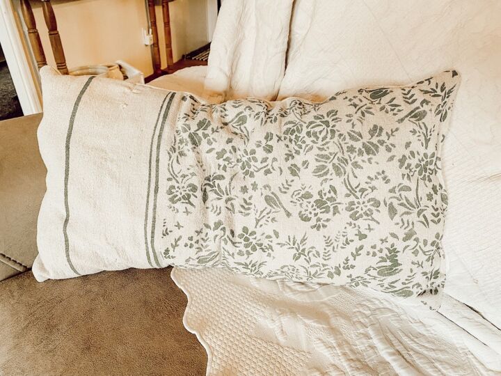 stenciled pillow case french cottage inspired