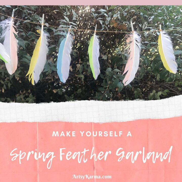 how to make a sparkling springtime feather garland