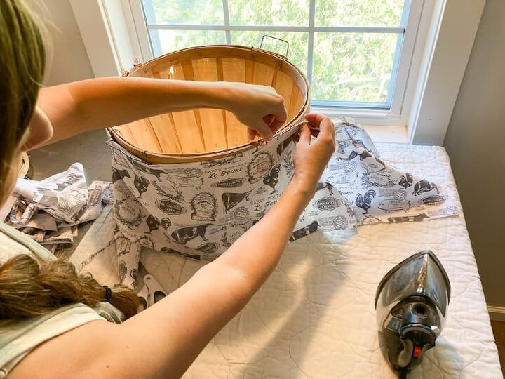 cmo coser un forro de tela para una cesta redonda
