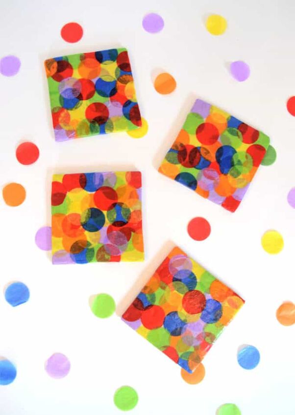16 fun craft ideas you could do with your kids, These fun confetti coasters