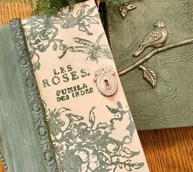 how to turn books into beautiful art for your home, Decorative book with Rose Toile Stamp