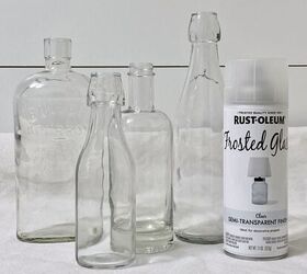 diy frosted glass bottle winter decor