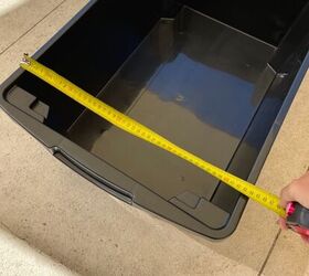 She measures a plastic bin & ends up with beautiful, functional outdoor storage