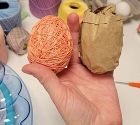 She didn't have enough eggs for her Easter idea, so she scrunched up brown paper and did this