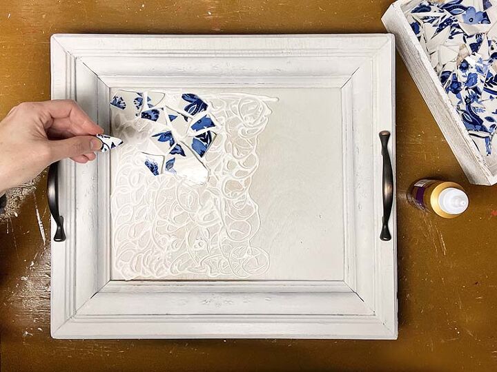 diy mosaic picture frame tray
