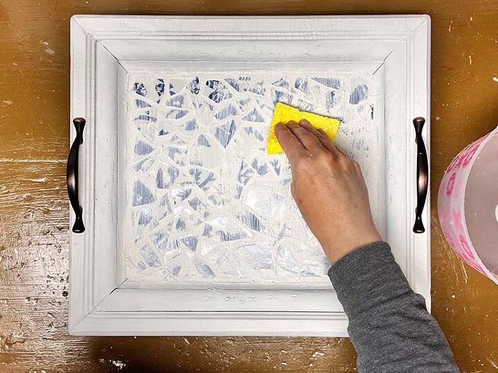 diy mosaic picture frame tray