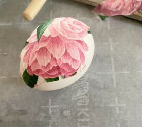 how to make decoupage easter eggs, Add your paper to the egg in pieces