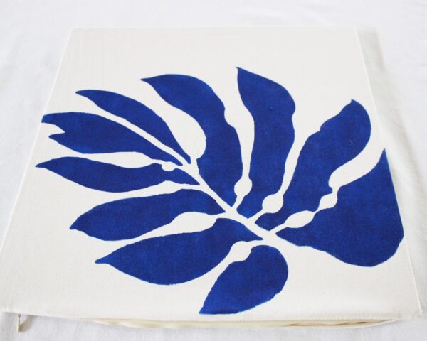 diy stencil pillow cover of tropical leaf