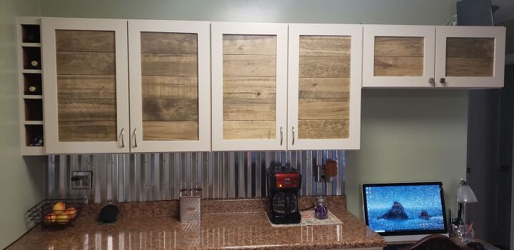 shaker style cabinet door with a pallet wood twist