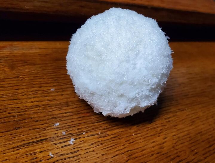 q how do i keep fake snow on a sytrofoam ball