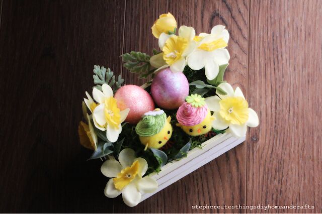decorao floral de pscoa em caixa de madeira diy