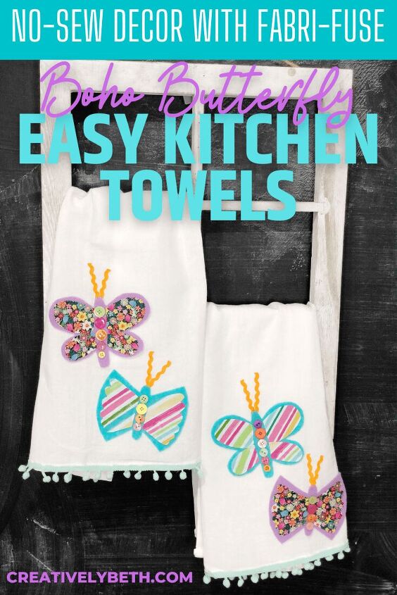 easy butterfly flour sack towels with fabri fuse