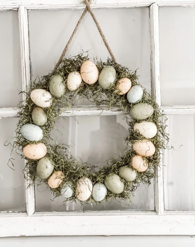 easiest easter egg wreath, THE COMPLETED WREATH IT TOOK ABOUT 20 MINUTES