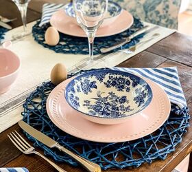 how to create a simple blue pink easter table