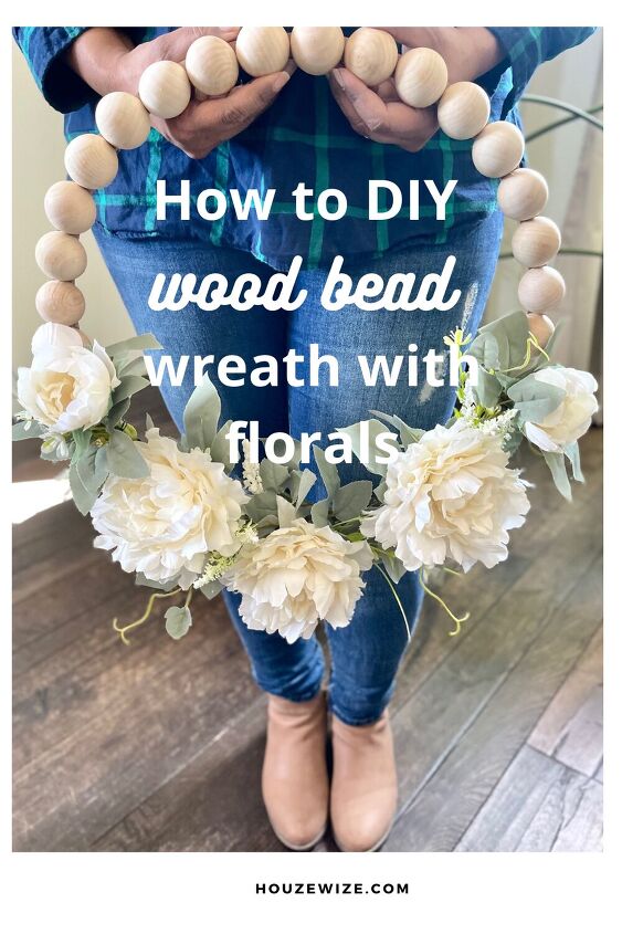 how to diy wood bead wreath with florals