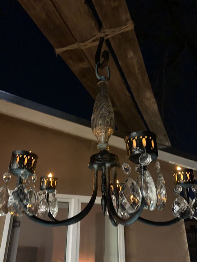diy outdoor rustic bling chandelier luces solares para la noche