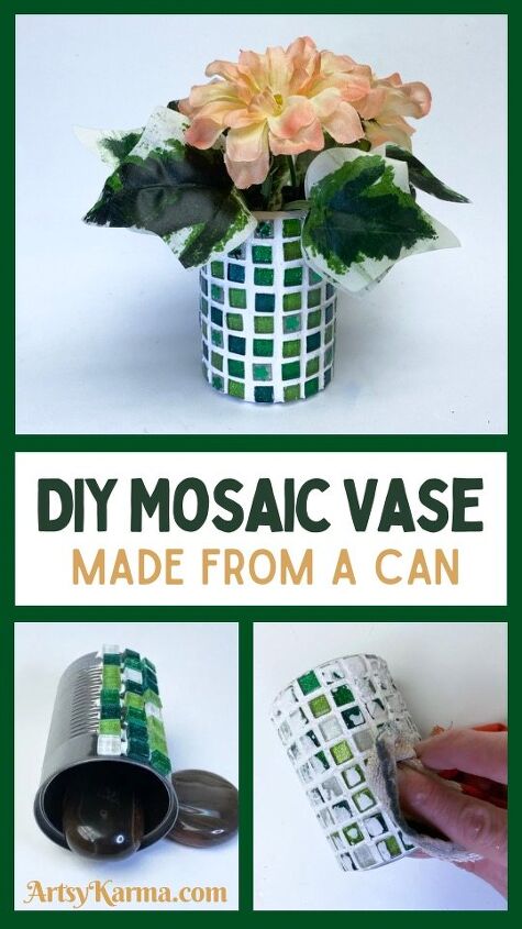 como fazer um vaso de mosaico diy de uma lata de sopa reciclada