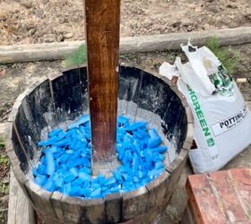 Why she pours chopped up pool noodles into a planter to prepare for spring