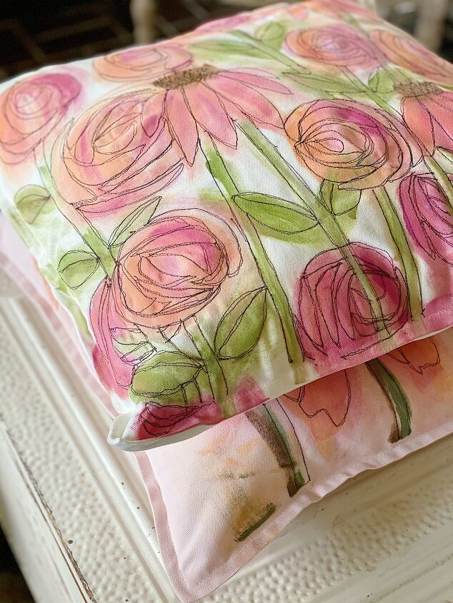almohada artesanal de pascua diy, Almohada de flores rosas
