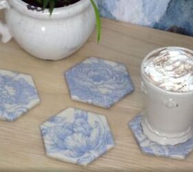 DIY fabric tile coasters