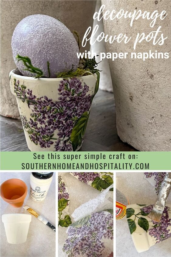 decoupage de vasos com guardanapos de primavera