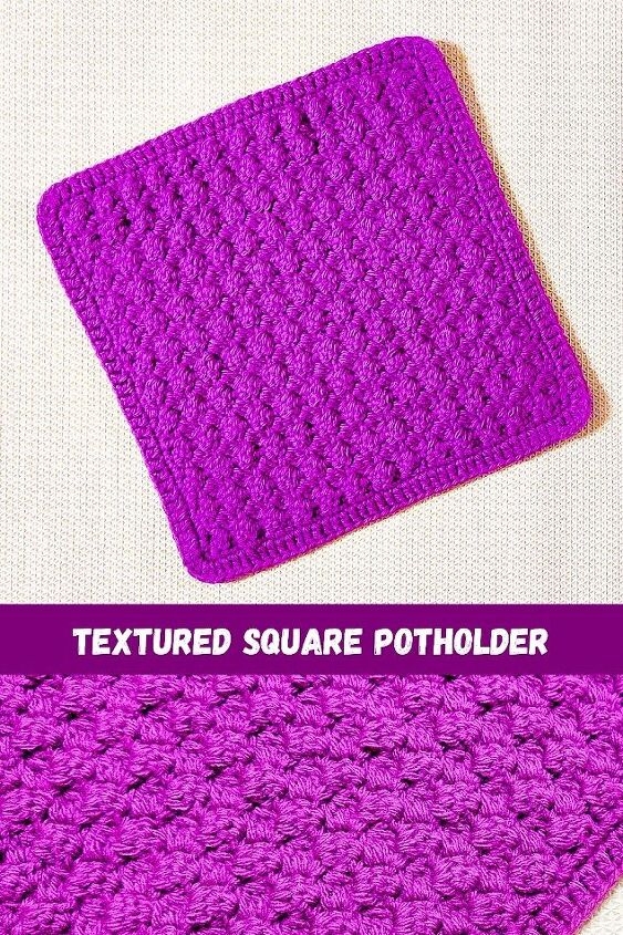 como fazer um suporte de pote quadrado de croch texturizado