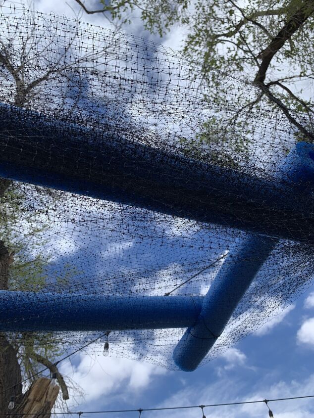 try this canopy glider fix with pool noodles and bird netting wow