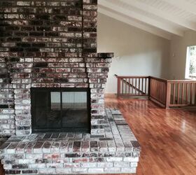 how to clean fireplace brick soot marks and grime, brick fireplace in middle of open room