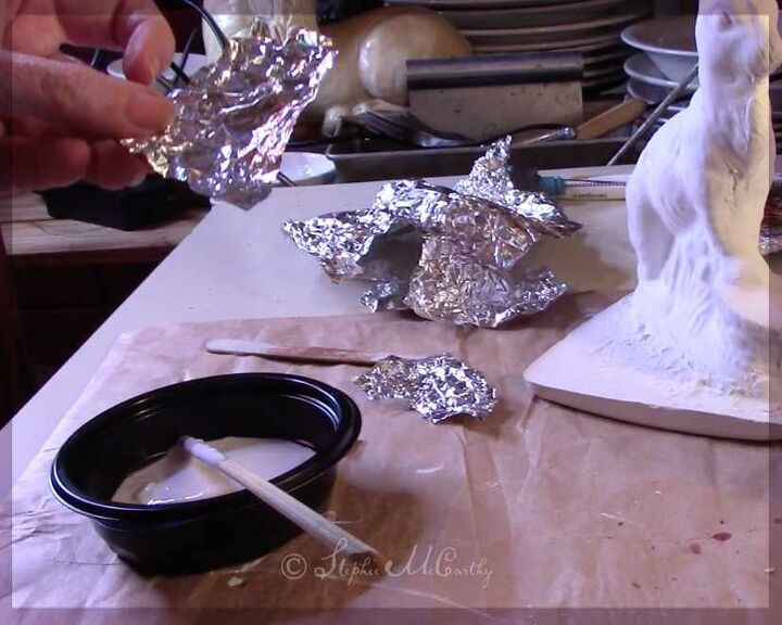 make foil bunnies foil with glass paint trash to treasure