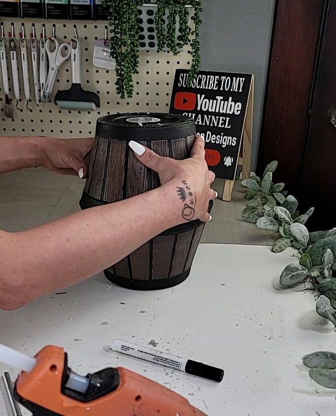 diy dollar tree wine barrel planter