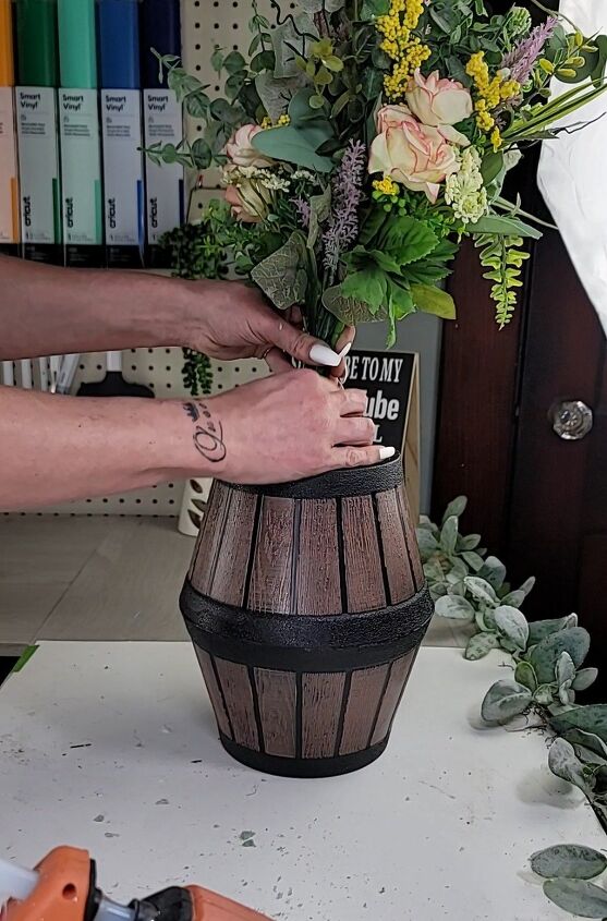 diy dollar tree wine barrel planter