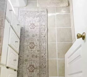 how to tile over tile the right way, overhead shot of tile bathroom floor