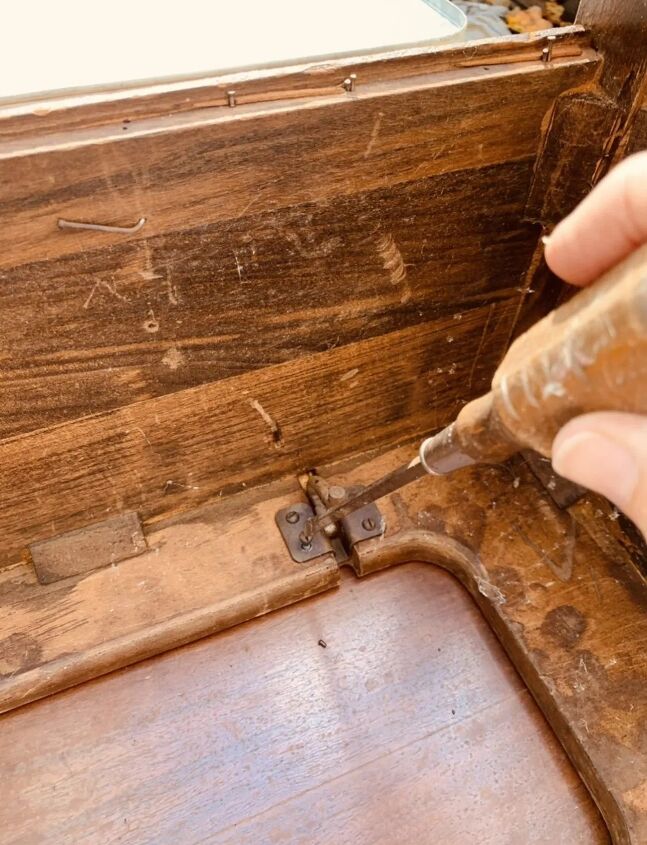 beautiful bar cart upcycle, REMOVING THE INSIDES