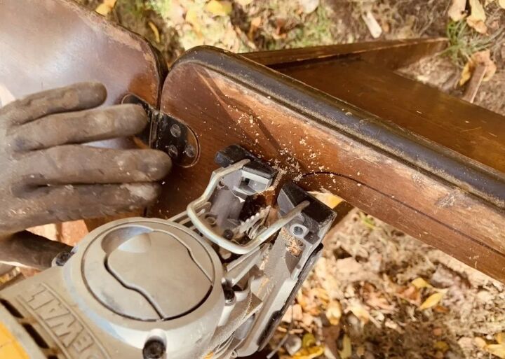 piękny wózek barowy z recyklingu, CIĘCIE WZDŁUŻ LINII
