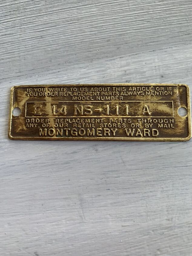 piękny wózek barowy z recyklingu, TABLICZKA Z MONTGOMERY WARDS THE STORE