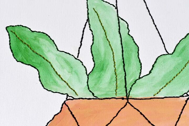 bordado en lienzo de plantas colgantes divertidas