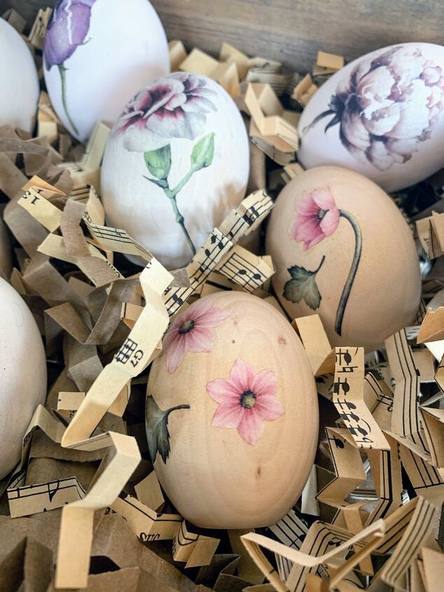 decorating wooden easter eggs
